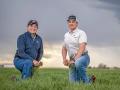 Marc Arnusch (left) with his new farm manager, Clayton Stille, at Arnusch Farms, in Keenesburg, Colorado (Evan Semon)