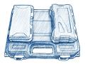 To keep bits that go with a drill together, bit containers are attached to the case containing the drill. (Illustration by Ray E. Watkins Jr.)