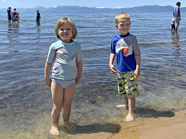 Blogger Tiffany Dowell Lashmet got to watch her children play on the sandy beaches of Lake Tahoe and for the first time ever to sink their toes into the warm sand of a beach. (DTN/The Progressive Farmer photo by Tiffany Dowell Lashmet)