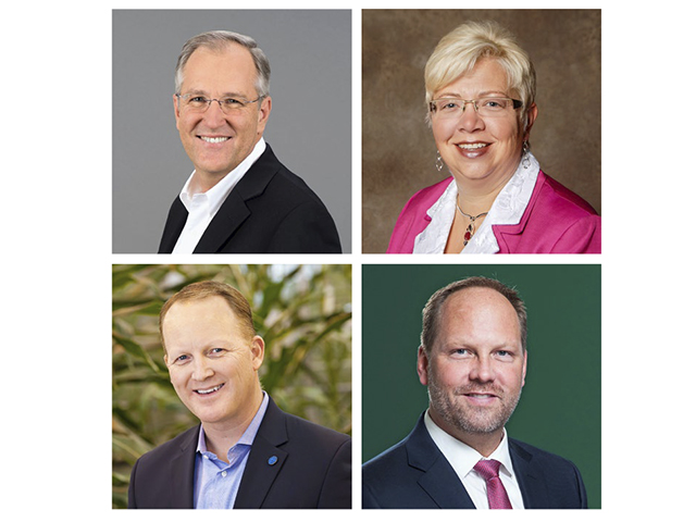 Top row, Garth Hodges, BASF; Jackie Applegate, Bayer. Bottom row, Judd O&#039;Connor, Corteva; Justin Wolfe, Syngenta (Photos supplied by the respective brands)
