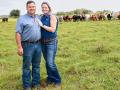 Alan and Wendy Kelley are 20 years into a three-breed cross made up of Red Angus, Hereford and Brahman. (Becky Mills)