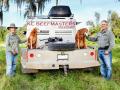 Kaye and Roger Fuller train Golden Retrievers and raise Beefmaster cattle at their ranch in Paige, Texas. (Becky Mills)