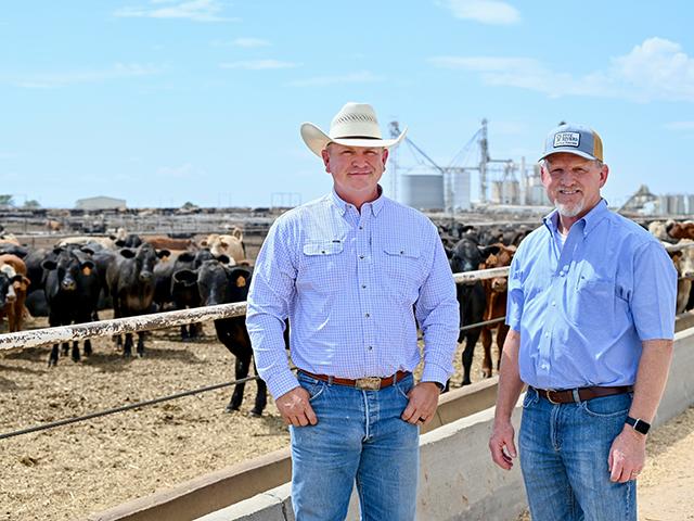 Chad McCormick and Tom McDonald oversee the feedyard&#039;s sustainability efforts. (Jennifer Carrico)