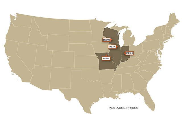 Recent Farmland Sales in Indiana, Illinois, Missouri, Wisconsin