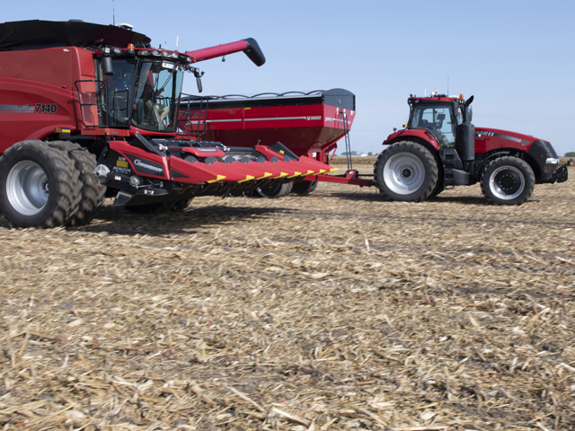 Raven brought its OMNiDrive driverless technology to the Farm Progress Show. Note: There is no driver hiding in that tractor cab. (DTN photo by Joel Reichenberger)