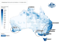 Rainfall and soil moisture have been favorable for Australia wheat areas during this growing year. (Australia Bureau of Meteorology graphic)
