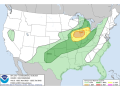 Severe storms, potentially with strong wind gusts, are headed for northern Illinois and Indiana Monday afternoon and evening. (NOAA Graphic)