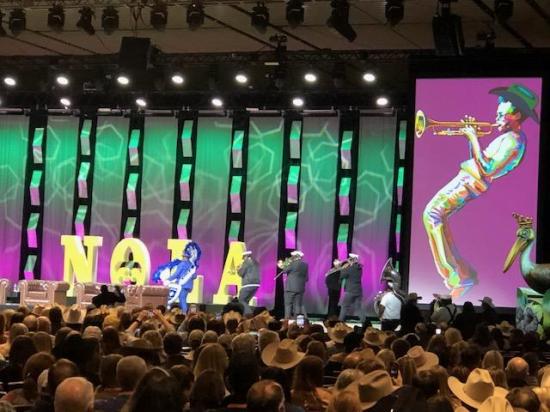 A New Orleans-stye marching band opened this year&#039;s general session of the 2023 Cattle Industry Convention and NCBA Trade Show. (DTN/Progressive Farmer photo by Victoria G. Myers)