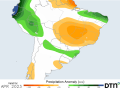 The forecast for central Brazil for April suggests dry weather for the primary safrinha corn growing areas. (DTN graphic)