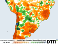 Though below normal for much of Brazil&#039;s safrinha corn areas, rainfall over the last 60 days was close enough to normal at a relatively consistent clip to keep soil moisture elevated. (DTN graphic)