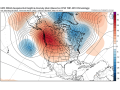 By early next week, the upper-level pattern will change with a ridge in western North America (orange) and a trough in eastern Canada (blue). The two features will battle over the middle of the continent for the second half of May. (Tropical Tidbits graphic)