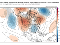 As noted in the American GFS model, a pattern change is coming whereby a trough will settle into the Eastern U.S. (blue) while a ridge will develop in the West (orange). This is a 180-degree change from the current pattern. (tropicaltidbits.com graphic)