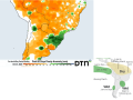 Rainfall over South America has followed a typical El Nino pattern for the most part, though it has been drier in Argentina than is typical. But the extreme heavy rainfall in southern Brazil and extreme dryness in central Brazil, have been noteworthy. (DTN and International Research Institute graphics)