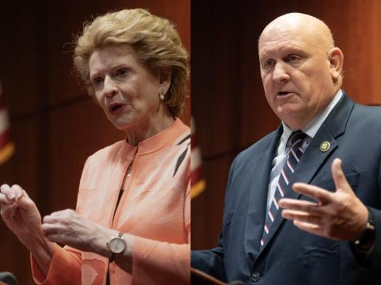 Sen. Debbie Stabenow, D-Mich., the chairwoman of the Senate Agriculture Committee, and Rep. Glenn Thompson, R-Pa., chairman of the House Agriculture Committee. Both spoke to reporters Tuesday about plans for the farm bill. (DTN photos by Joel Reichenberger)