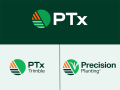 Within AGCO&#039;s new PTx brand is Precision Planting. Its visual identity retains the well-known corn plant. The PTx Trimble visual identity mirrors that of the PTx leading brand. (Logos courtesy of AGCO Corp.)