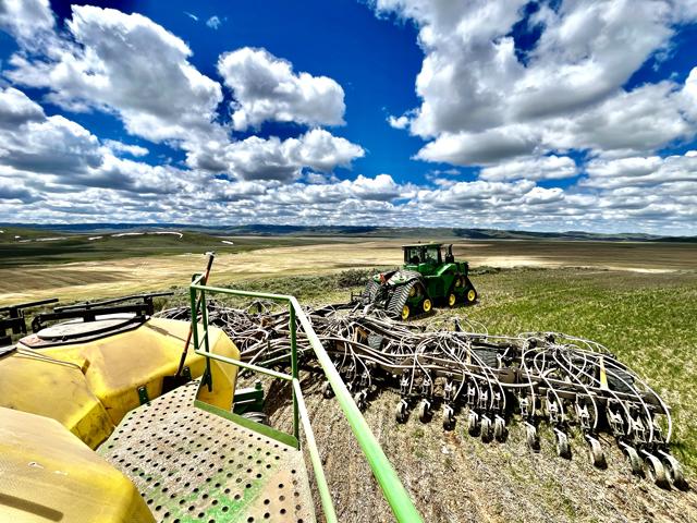 One of the benefits of farming at high elevations is the view, according to Idaho farmer Dan Lakey. This field was being planted to malt barley. (Photo courtesy of Dan Lakey)
