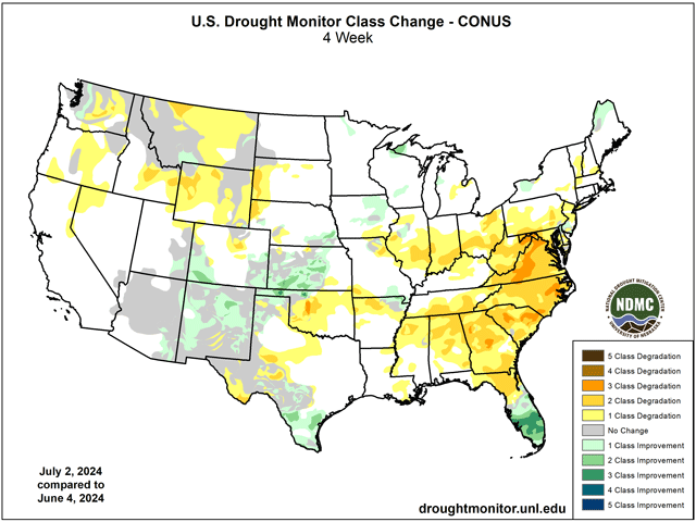 Dryness and drought conditions have developed across large portions of the eastern U.S. during June as well as portions of the Southern Plains and Pacific Northwest. (U.S. Drought Monitor graphic)
