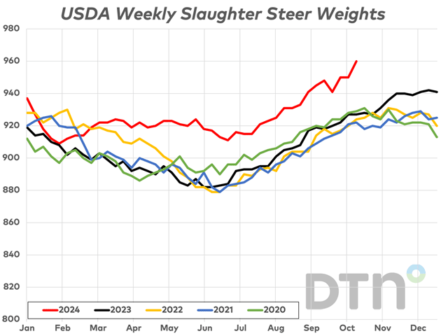 It&#039;s alarming to think that we sit with the fewest number of beef cows in more than 70 years, but our beef production hasn&#039;t fallen dramatically because of these growing carcass weights. (DTN chart)