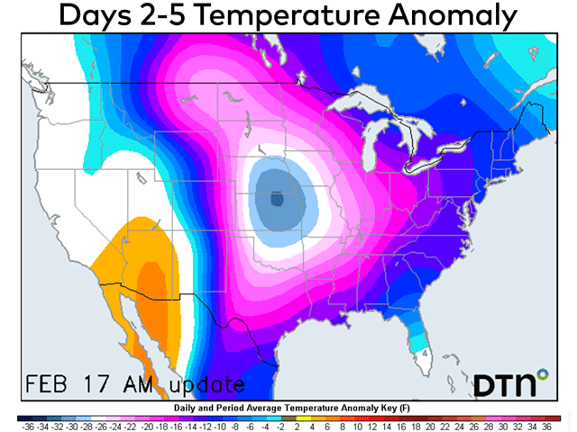 Temperatures are taking a dive near 25-35 degrees Fahrenheit below average for parts of the Great Plains and Canadian Prairies this week. (DTN file photo)