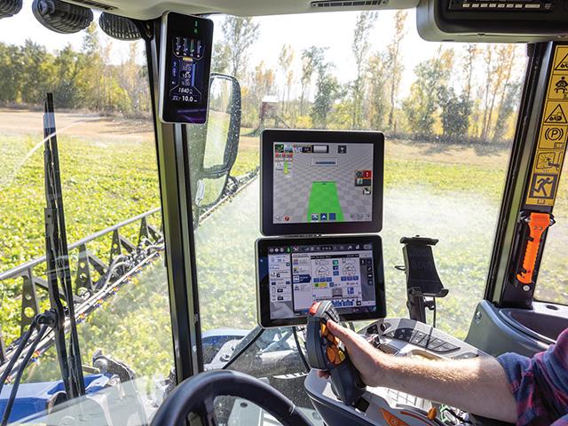 New Holland&#039;s IntelliSense Sprayer Automation employs a multi-spectral camera that scans field conditions up to 50 feet in front of the sprayer and across the width of the boom. (Photo courtesy of New Holland)