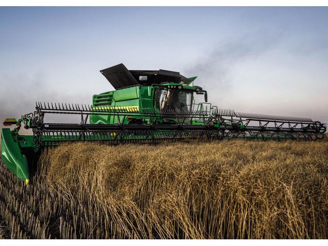 Combine sales were down nearly 40% in March 2025 compared to March 2024. (Photo courtesy of John Deere)