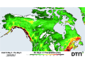 Limited showers are forecast across the Canadian Prairies for the next seven days. With overall above-normal temperatures, that should promote good seeding progress. (DTN graphic)