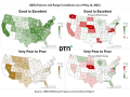 The first comparison of pasture and range conditions for 2025 shows drought continuing in parts of the High Plains and Southwest. (DTN graphics by Kathy Myers)