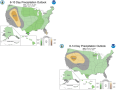 The extended precipitation outlooks for the Corn Belt favor above-average precipitation going into the end of June. (NOAA graphics)