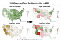 Rain continues to push range and pasture conditions to the positive side across the country. (DTN graphics by Kathy Myers)