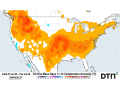 Temperatures in the extended range suggest higher readings for late July across the South, which may extend northward as we get into August. (DTN graphic) 