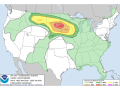 The Storm Prediction Center has a moderate risk of severe storms in the North-Central U.S. and the potential of a derecho developing later this afternoon and evening. (SPC graphic)