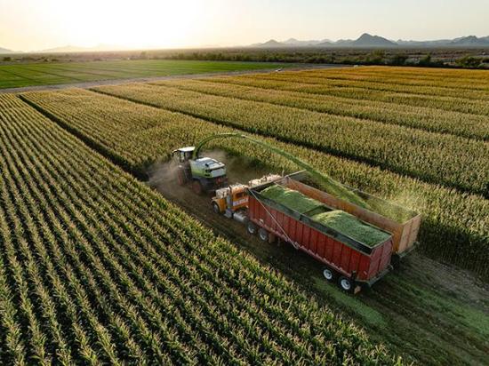 The CLAAS JAGUAR 1000 series forage harvesters are four models plus new PICK UP 3800 and 4500 headers and ORBIS 9000 and 10500 headers. (Photo courtesy of CLAAS)