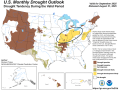 The NOAA Climate Prediction Center expects drought to develop over the majority of the eastern Midwest during September. (NOAA graphic)