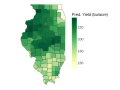 Carroll County in northwest Illinois is forecast to lead the state with an average corn yield of 236.4 bushels per acre (bpa). Lake County in northeast Illinois is projected to have the lowest county average yield at 148.6 bpa. (DTN map by Scott Williams)