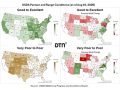 Pasture and range conditions vary according to which states received moisture while others continue in drought conditions. (DTN map)