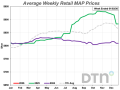 The average retail price of MAP during the last week of 2025 was $876 per ton, down 5% from the previous month. (DTN chart)