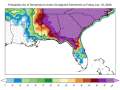 Widespread temperatures under 32 degrees Fahrenheit are likely across northern Florida on Friday morning. (DTN graphic)