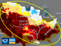 The Jan. 12, 2026, Evaporative Demand Drought Index shows extreme drying over the southern half of the Mississippi River basin. (NOAA/NIDIS graphic)