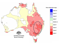 Australia winter and spring precipitation in 10 strong El Nino years dropped to the driest percentile. That dryness was notable in the Murray-Darling Basin of southeastern Australia. (Australia Bureau of Meteorology graphic) 