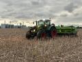 Soybeans are rolling into the ground in Ontario. With prices higher than a year ago, Ontario expects to see more than 3 million acres planted. (DTN photo by Philip Shaw)