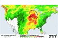 Heavy rainfall is forecast for some areas that have recently been dry in the Midwest (circled). (DTN graphic)