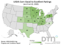 This map shows corn condition ratings by state, according to USDA NASS estimates released Monday. (DTN graphic by Nick Scalise)