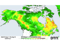 The rainfall forecast during the next seven days shows more rainfall across southern Alberta, a place that has recently been drying out during July. (DTN graphic)