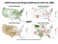 Very little change was seen over the past week in pasture and range conditions across the country. (DTN maps by Kathy Myers)