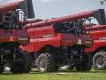 A line of Case IH combines await customers at a Missouri dealership. The company announced it has sold its Russia-based business. (DTN photo by Joel Reichenberger) 