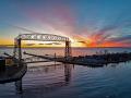 Where&#039;s the ice? Pictured is the Aerial Lift Bridge at the port of Duluth, Minnesota, overlooking calm waters on Feb. 19, 2024, which would normally be covered in ice this time of year. (Photo courtesy Schauer Photo Images)