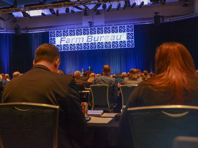 AFBF's delegate session from 2020. The American Farm Bureau Federation meeting starts this weekend in Atlanta, Ga. Besides competing with an NFL game on Sunday nearby, convention goers could have issues leaving Atlanta on Tuesday when President Joe Biden is scheduled to hold an event in the city. (DTN file photo) 