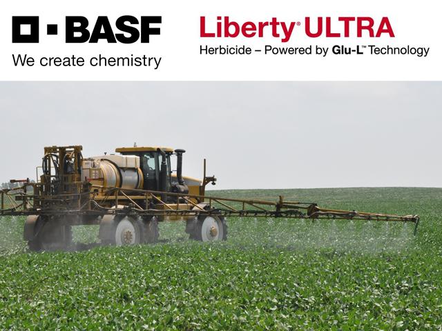 BASF&#039;s Liberty ULTRA herbicide, which contains a unique form of glufosinate, moved a step closer to EPA registration approval this week. (DTN photo by Russ Quinn)