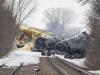As train derailments continue to be in the news, the Rail Safety Act of 2023, introduced one month ago, is still in limbo. The most recent derailment with hazardous cars happened in Raymond, Miesota, when 22 cars of a BNSF train derailed March 30, with four containing ethanol that ruptured and caught fire. Other cars that derailed contained co syrup. Pictured is the aftermath of the derailment. (Photo courtesy Macy Moore)