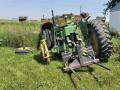 More than 1,100 motor vehicle crashes involving farm equipment occur in the Midwest each year like the one involving this tractor in Union County, Iowa. (Photo courtesy of Emily Harzell-Rogers)